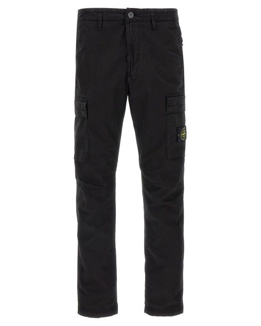 Stone Island Black Logo Badge Cargo Pants for men