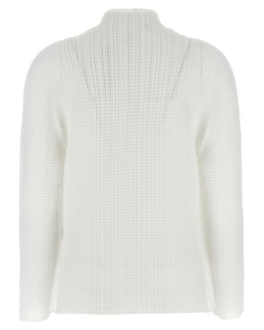 Issey Miyake White 'Wooly Pleats-56' Cardigan