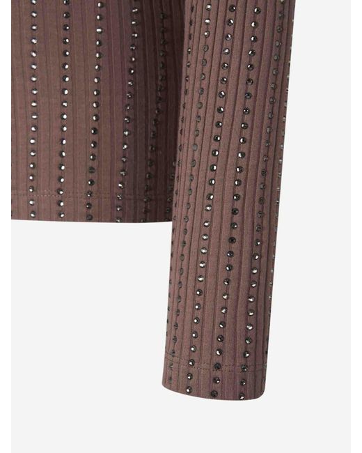 The Attico Brown Blouse Buttons Strass