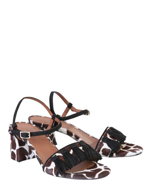 L'Autre Chose White Sandals With Animal Print