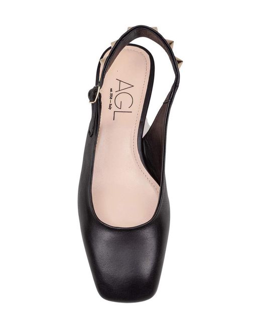 Agl Attilio Giusti Leombruni Black Sling-Back Ballerina With Studs