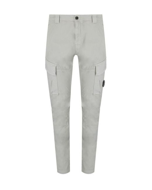 C P Company Gray Stretch Sateen Fox Cargo Trousers for men