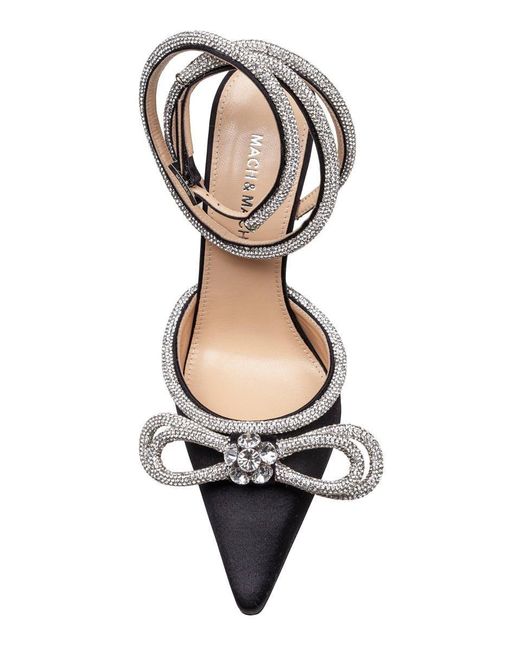 Mach & Mach White Satin Double Bow Pumps
