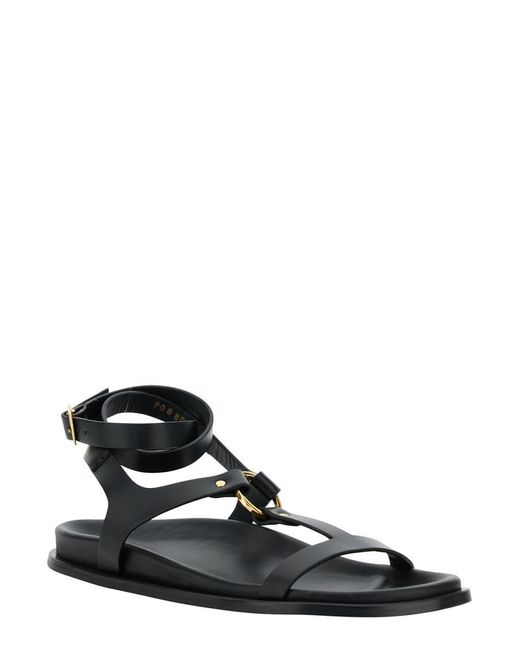 Alohas Black 'Kizzi' Sandals With Ankle Strap And Logo On The Insole