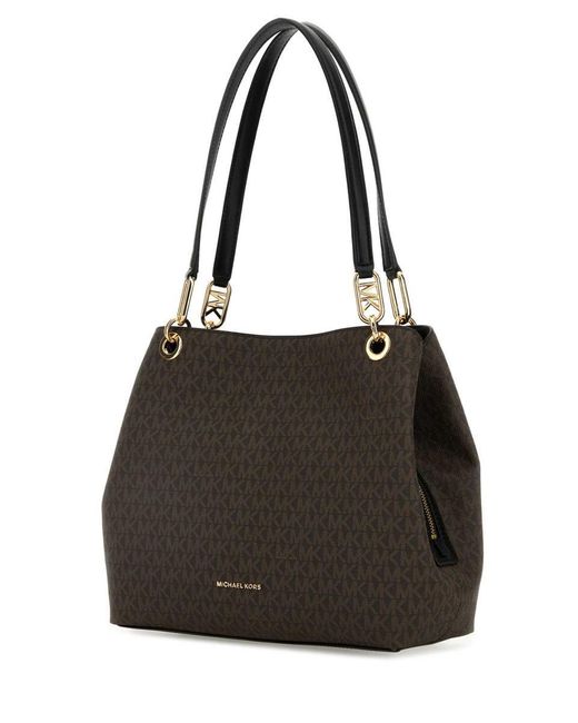 Michael Kors Black Printed Canvas Large Kensington Shopping Bag