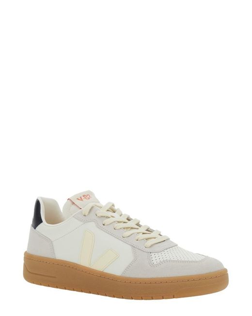 Veja White 'V-82' Low Top Sneakers With Logo Patch On Tongue And Side And Logo Letteirng On The Heel