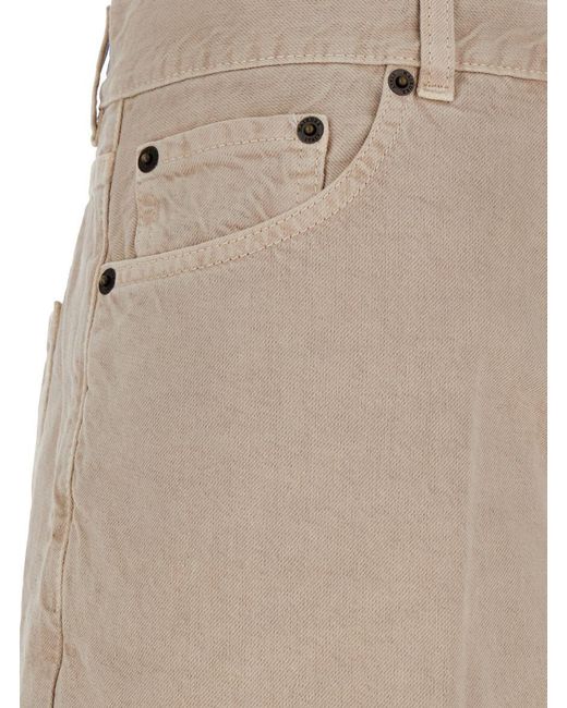 Haikure Natural Five Pocket Jeans With Logo Patch On The Back