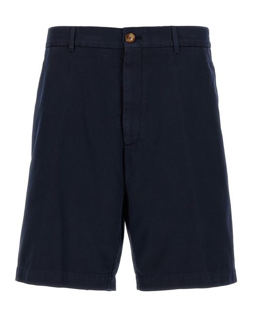 Brunello Cucinelli Blue Cotton Bermuda Shorts for men