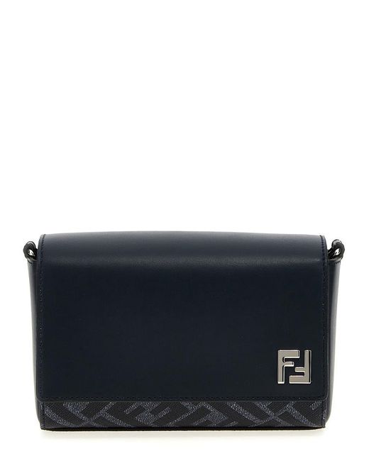 Fendi Blue 'Compact Bag Squared Ff' Crossbody Bag for men