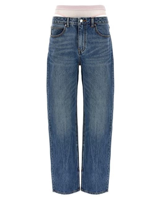 Alexander Wang Blue 'Slit Hem Prestyle Hotfix Mesh Undie' Jeans