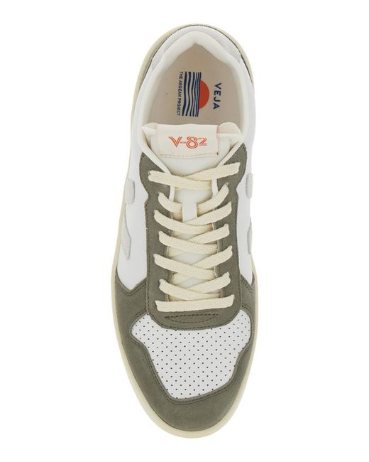 Veja White 'V-82' Low Top Sneakers With Logo Patch On Tongue And Side And Logo Lettering On The Heel