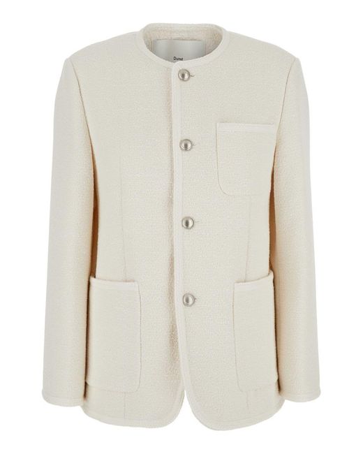 DUNST White Oversize Collarless Jacket