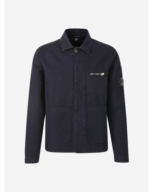 C P Company Blue Linen Cotton Jacket for men