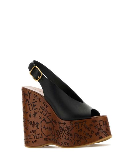 Chloé Brown Leather Maxime Wedges