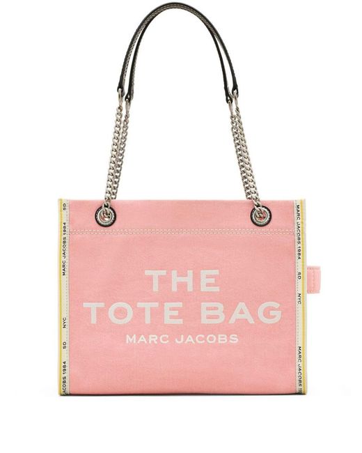 Marc Jacobs Pink Denim Bag With Logo And Chain Handles