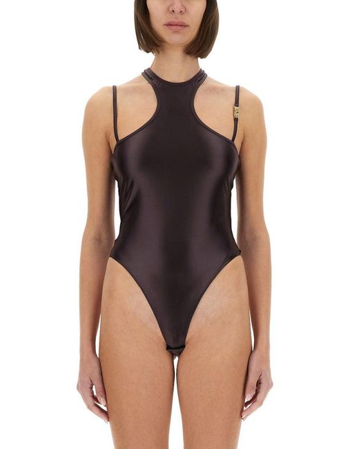Versace Jeans Couture Brown Bodysuit With Rowing Back