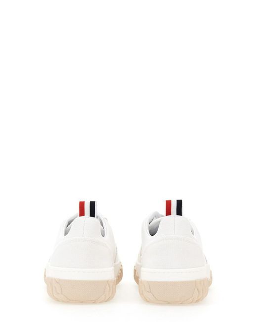 Thom Browne White Cotton Canvas Sneaker for men