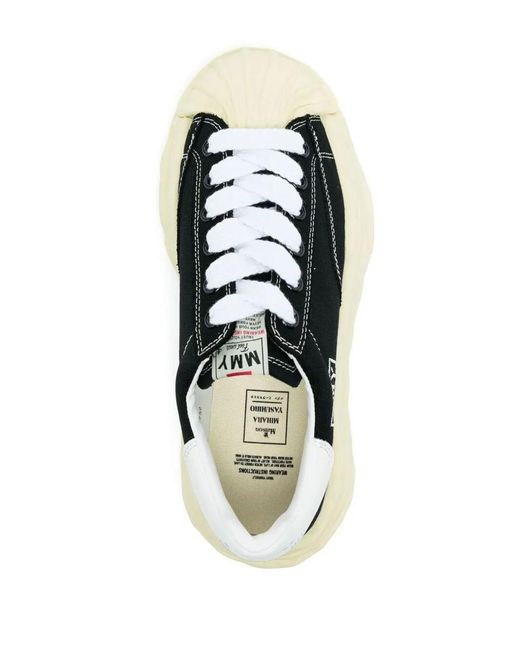 Maison Mihara Yasuhiro Black Blakey Vintage Color Original Sole Leather Low-Top Sneakers Shoes