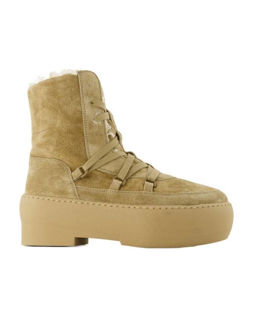 Gia Borghini Natural Chunky Sole Lace-Up Boots