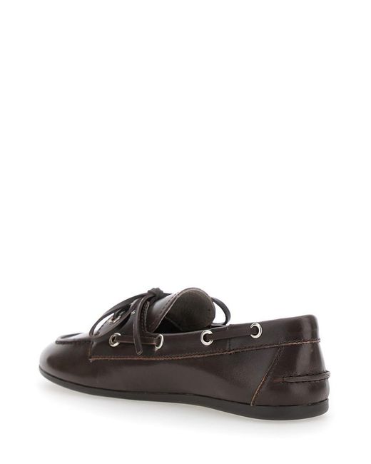 Jeffrey Campbell Gray Loafers With Eyelet Details And Front Lace-Up Closure