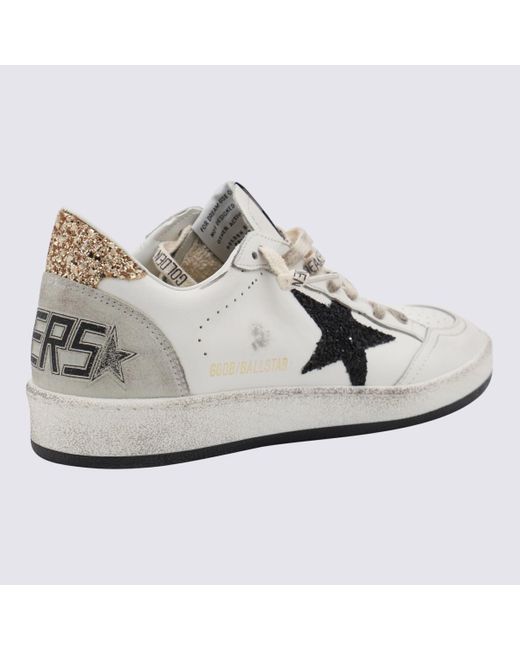 Golden Goose Deluxe Brand White And Leather Ball Star Low Top Sneakers