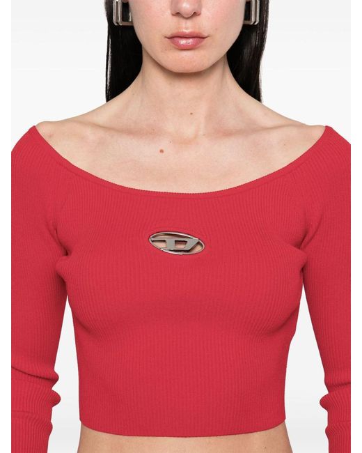 DIESEL Red Viscose And Polyester Top Blend