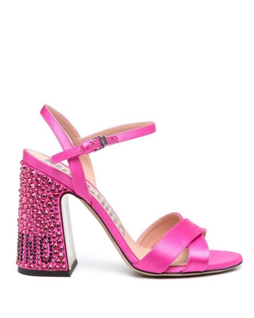 サンダル・ミュール Moschino Pink Slingback Sandals Moschino logo-print Leather Platform Sandals | Pink | FARFETCH