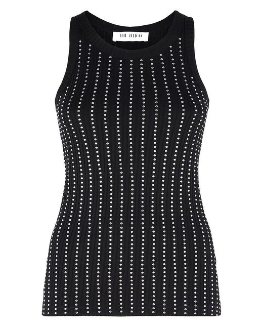 The Attico Black Macro Cotton Rib Tank Top For
