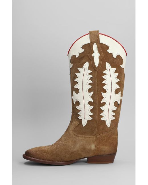 GISÉL MOIRÉ Brown Kansas Texan Boots