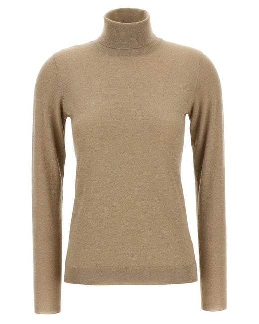 Brunello Cucinelli Natural 'Sparkling' Turtleneck Sweater