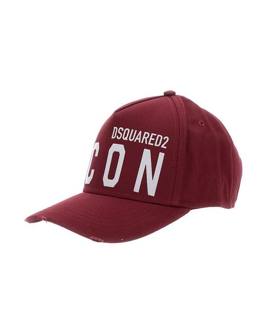 DSquared² Red Baseball Cap With Maxi Logo Print On The Front And Logo Lettering On The Rear for men
