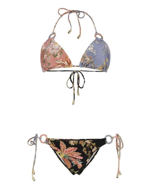 Zimmermann White Tallow Spliced ​Ring Printed Bikini