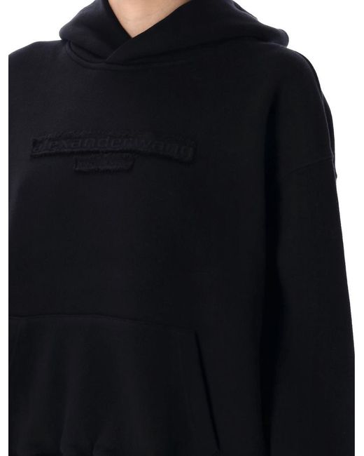 Alexander Wang Black Distressed Logo Hoodie
