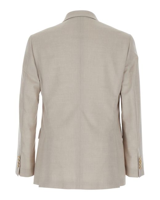 Reveres 1949 Gray Double Breasted Jacket With Peak Lapels for men