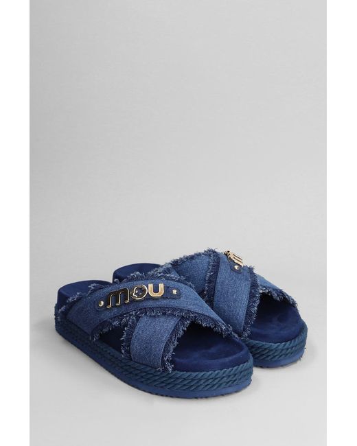 Mou Blue Crisscross Slipper-Mule