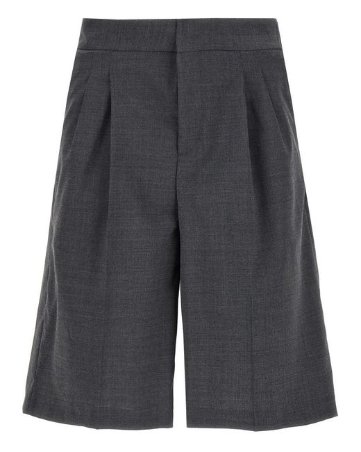 PT Torino Gray Techno Wool Bermuda Shorts for men