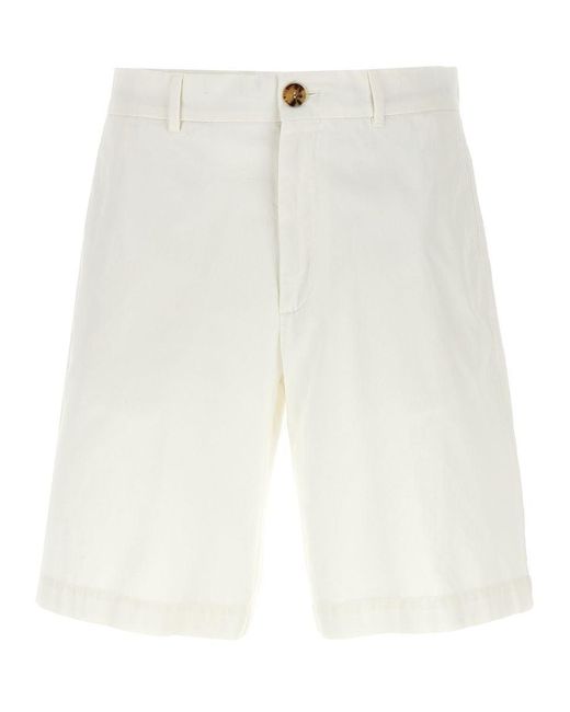 Brunello Cucinelli White Cotton Bermuda Shorts for men