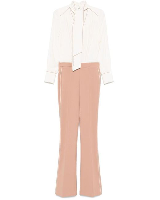 Elisabetta Franchi White And Jumpsuit With Neck Detail