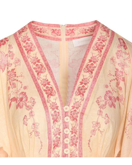 Zimmermann Pink Lucky Plunge Mini Dress
