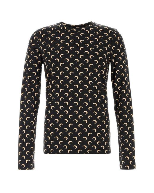 MARINE SERRE Black Moon Crewneck Top for men