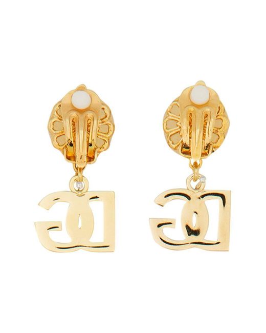Dolce & Gabbana Metallic "Dg Newton" Dangle Earrings