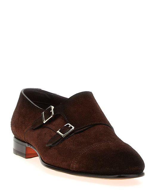 Santoni Brown Double Buckle 'Alex' for men