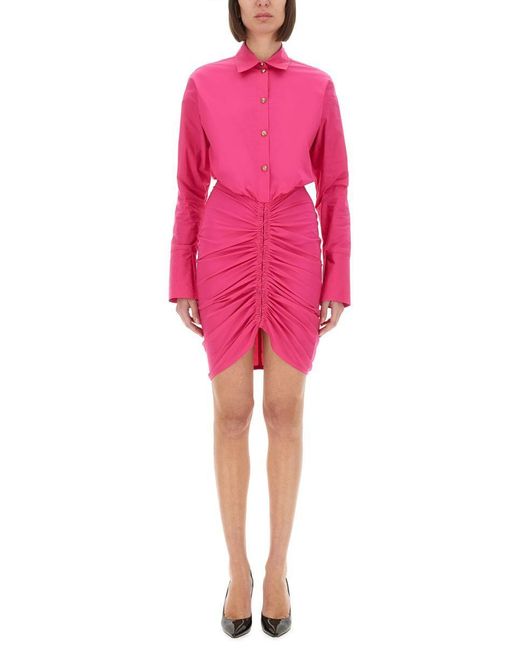 ワンピース VERSACE JEANS CHEMISIER DRESS WITH RUFFLES Versace Jeans Couture Chemisier Dress With Ruffles in Pink