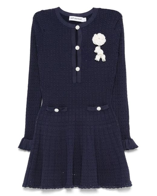 Self-Portrait Blue Short Dress