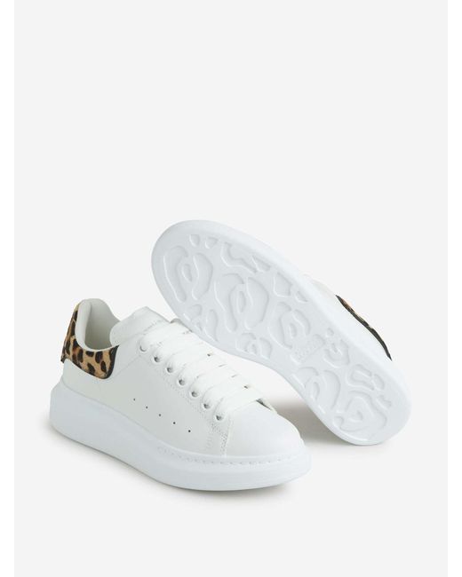 Alexander McQueen White Oversized Leopard Sneakers