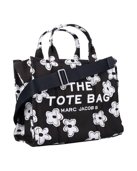Marc Jacobs Black The Daisy Canvas Medium Tote Bag