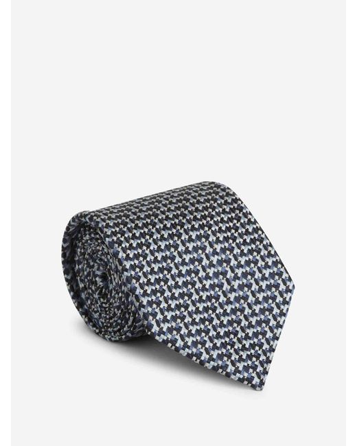 Zegna White Geometric Pattern Tie for men