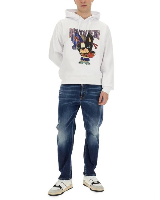 DSquared² White Sweatshirt With Print for men