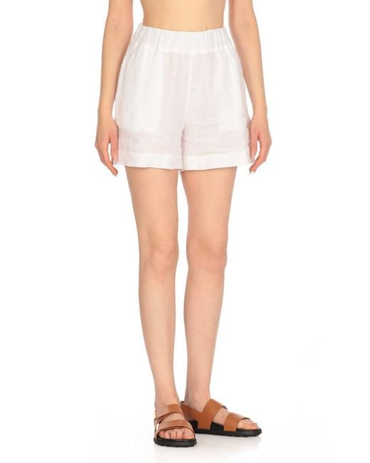 120% Lino White Shorts