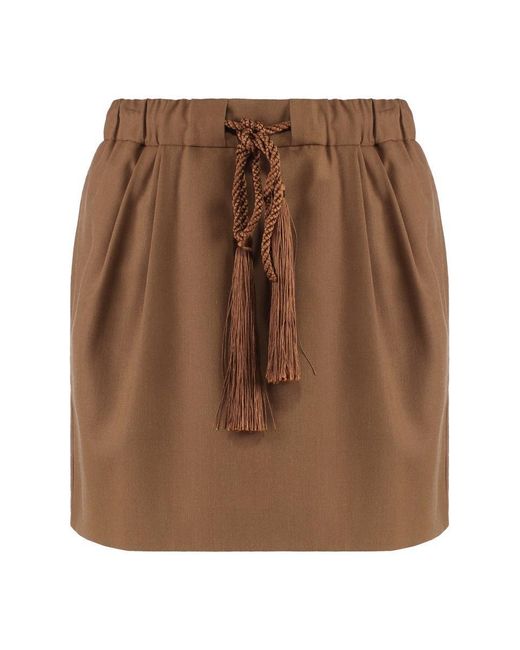 Max Mara Brown Tabarin Wool Blend Mini Skirt